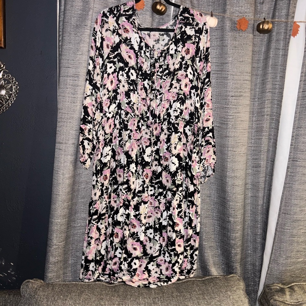 Floral Black and Pink Women's Dress